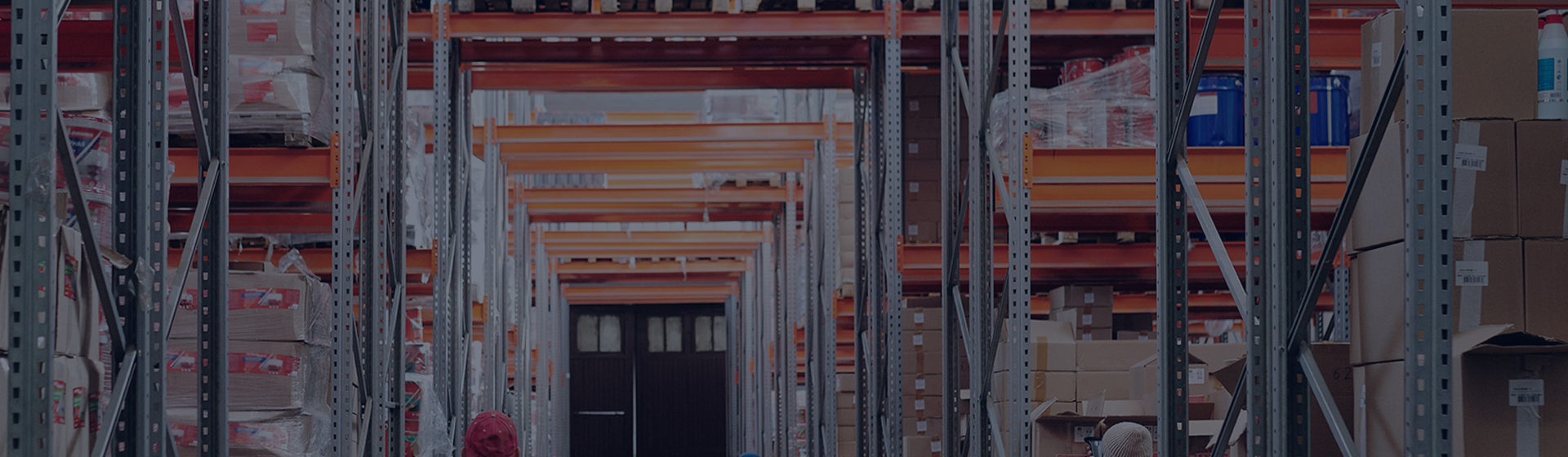 Warehouse interior with shelves and inventory